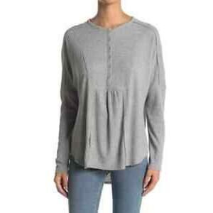 NWT Gibsonlook waffle knit button henley shirt Medium heather grey
